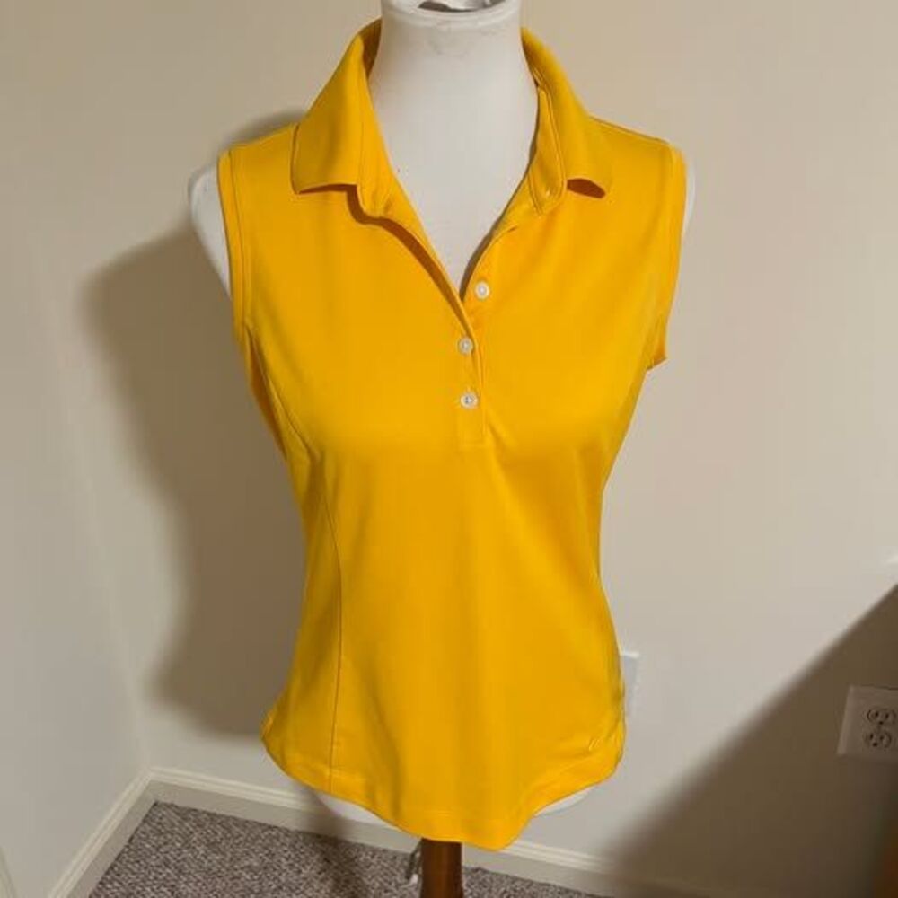 Nike Golf Dri-Fit Yellow Sleeveless Polo Shirt M